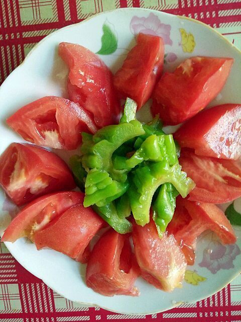 轻食主义 西红柿苦瓜拼盘